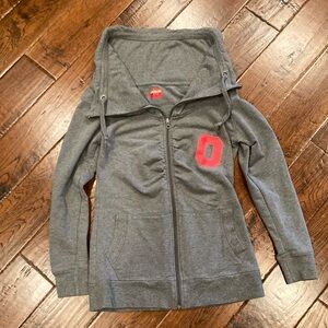Women’s Ohio State Buckeyes Gray Funnel Neck Zipper Front Sweatshirt Size Medium